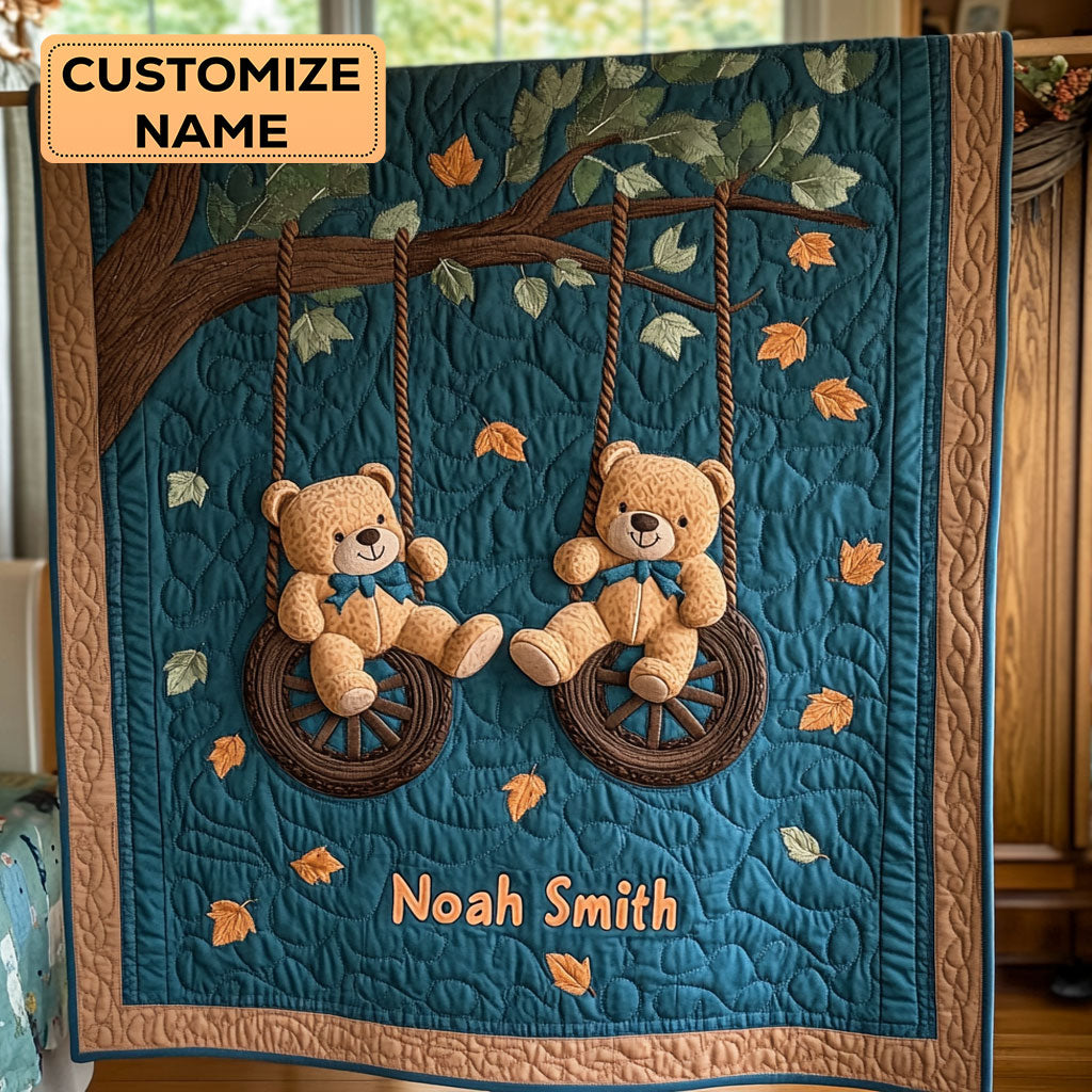 Treetop Teddy WY2507025CL Personalized Baby Quilt