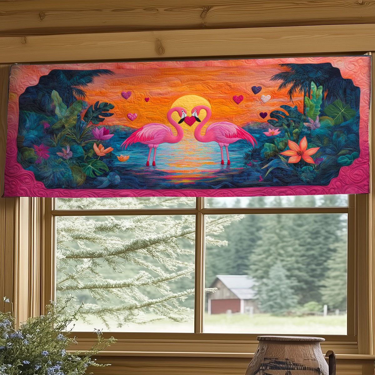 Flamingo Love WY0805001CL Quilted Valance