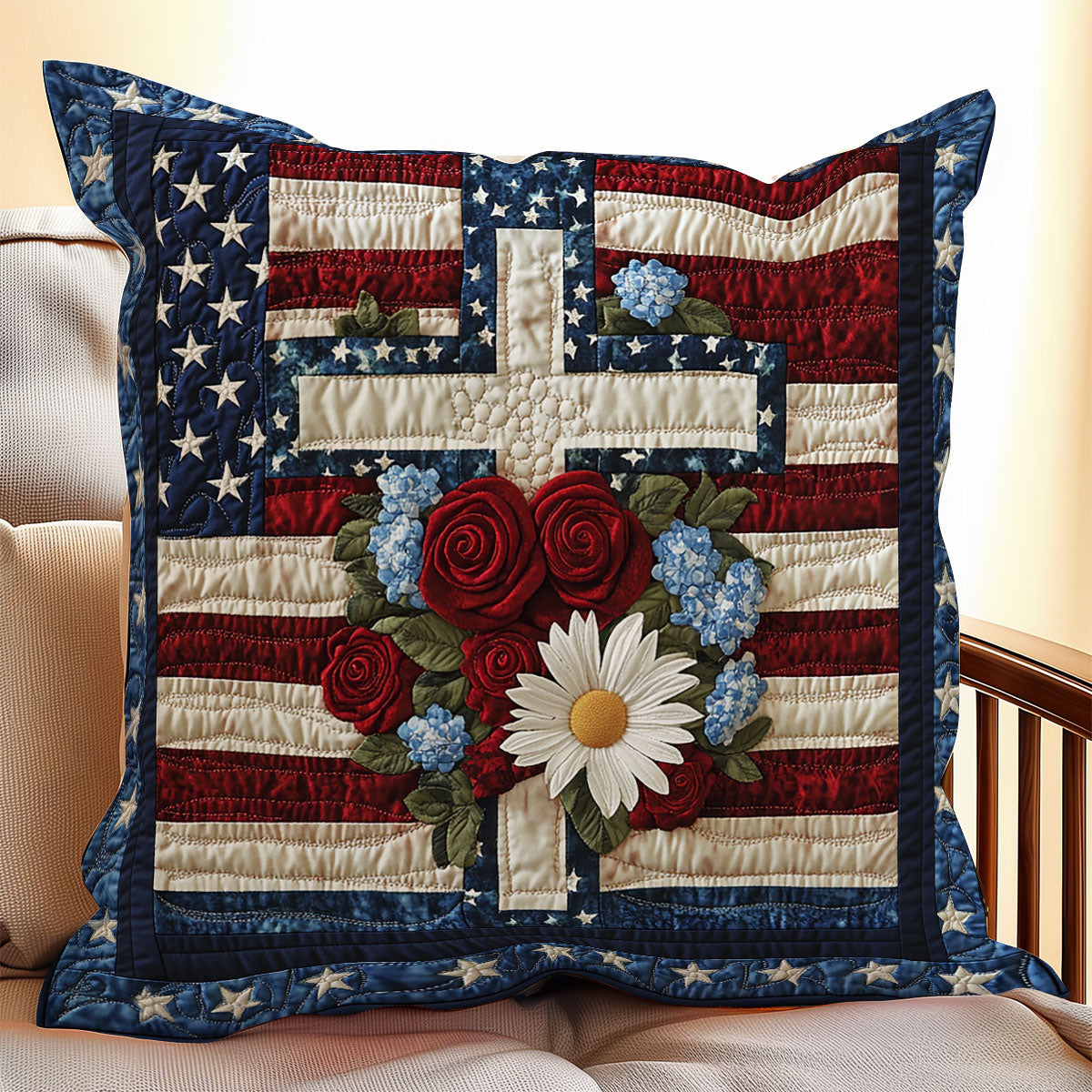 Faith and Freedom Cross WX1306066CL Quilt Pillow Case