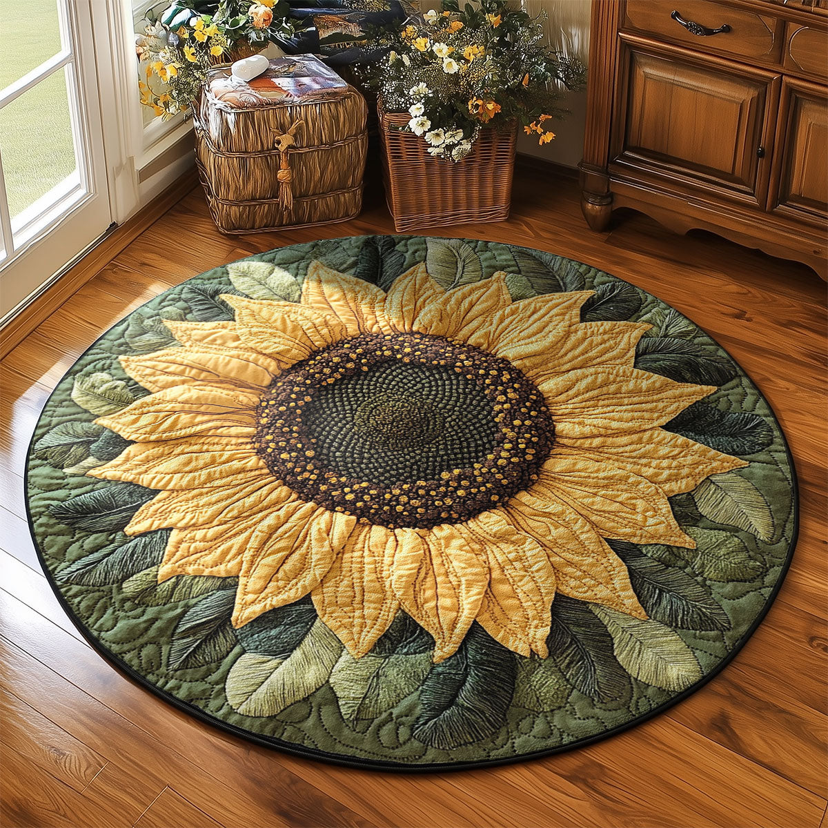 Sunflower Bloom WY2203093CL Quilted Round Mat