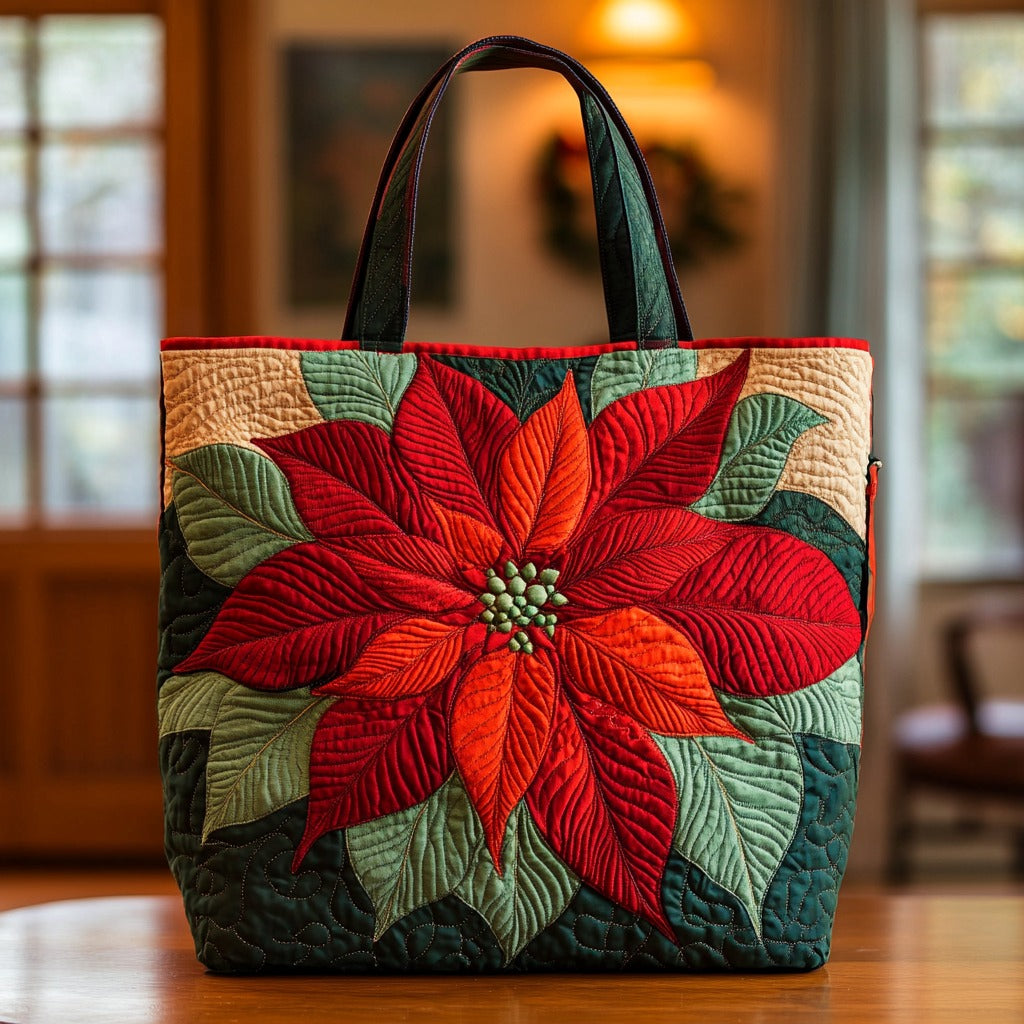 Poinsettia XR2409004CL Quilted Tote Bag