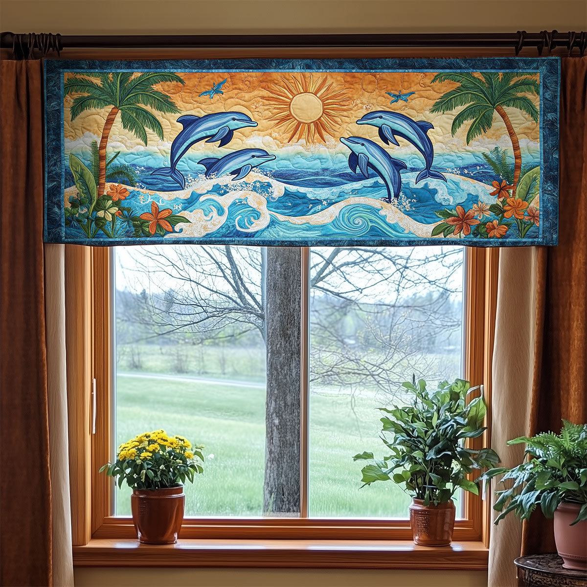 Dolphin Ocean WX0905016CL Quilted Valance