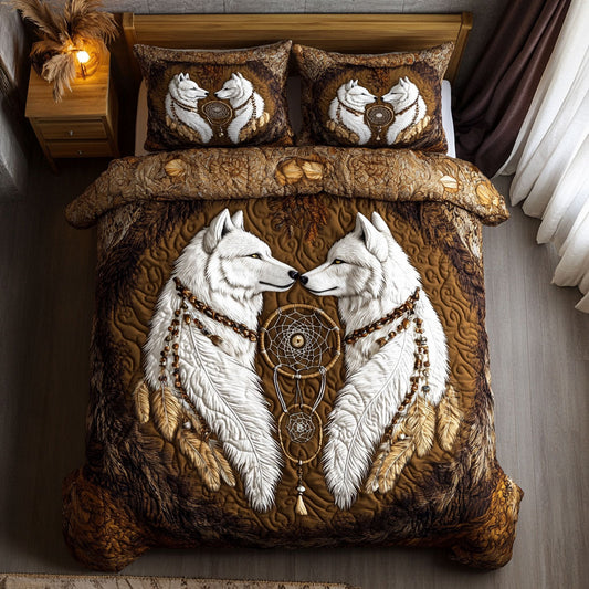 Native Dreamcatcher Couple Wolf WY2602017CL Duvet Cover Set