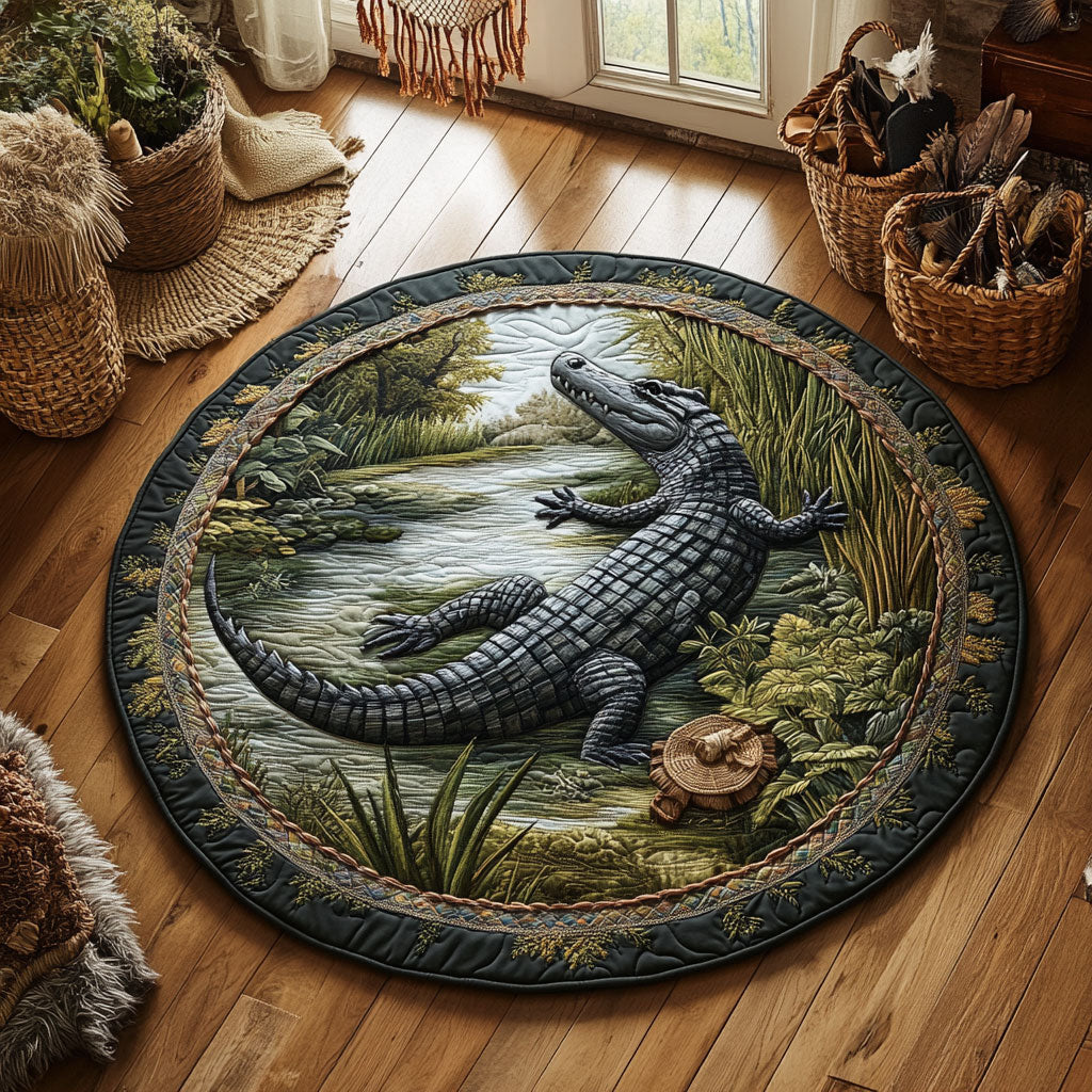 Forest Crocodile WY3005038CL Quilted Round Mat