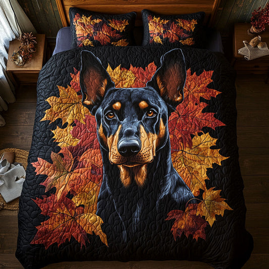 Doberman In Maple Leave WY2001057CL Duvet Cover Set