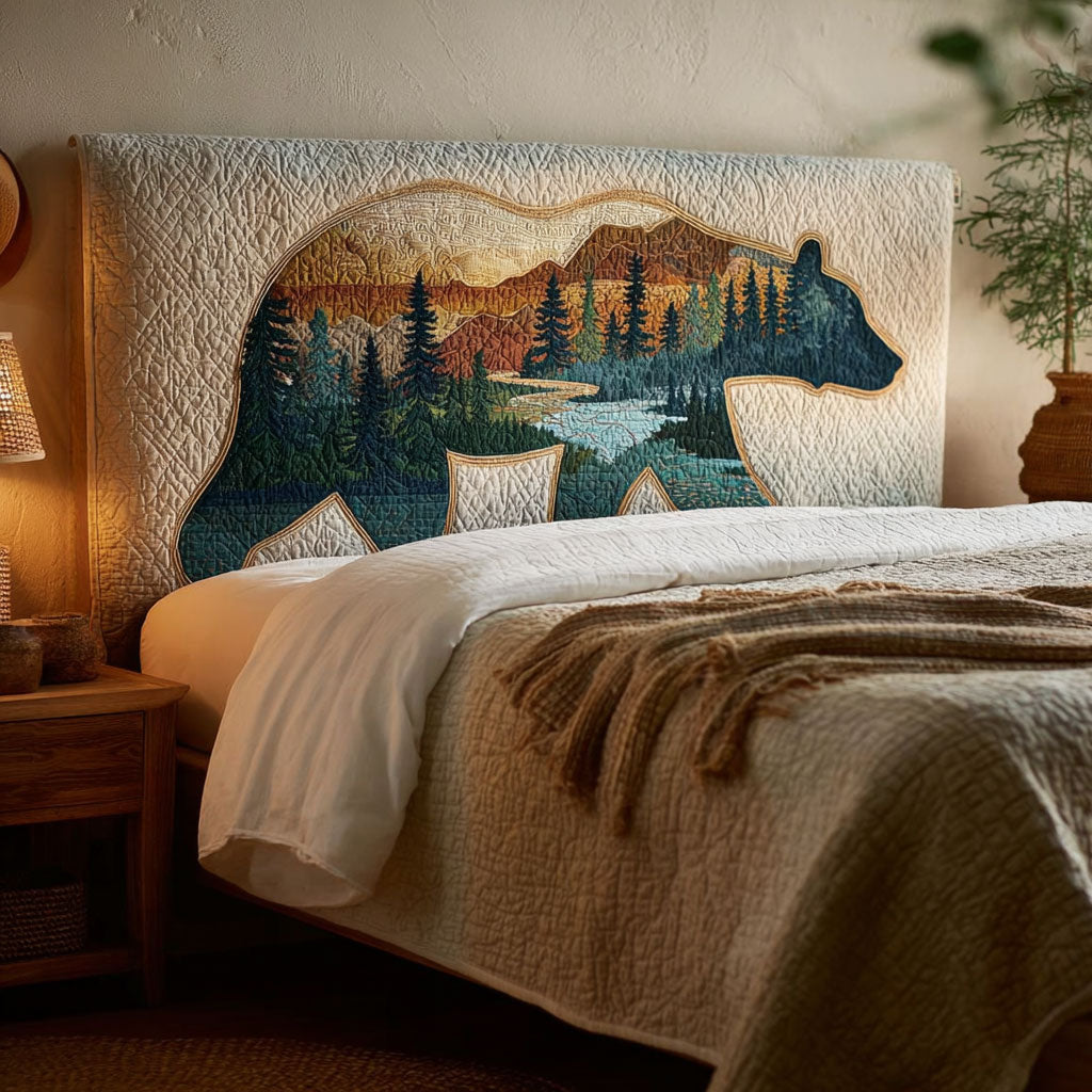Forest Guardian Bear CW2612007CL Quilted Headboard Slipcover