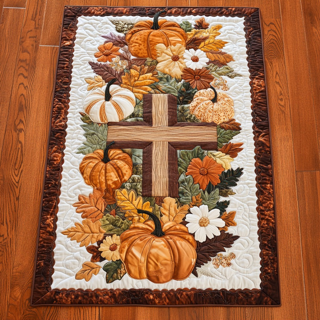 Pumpkins And Cross XR2509021CL Quilted Table Runner
