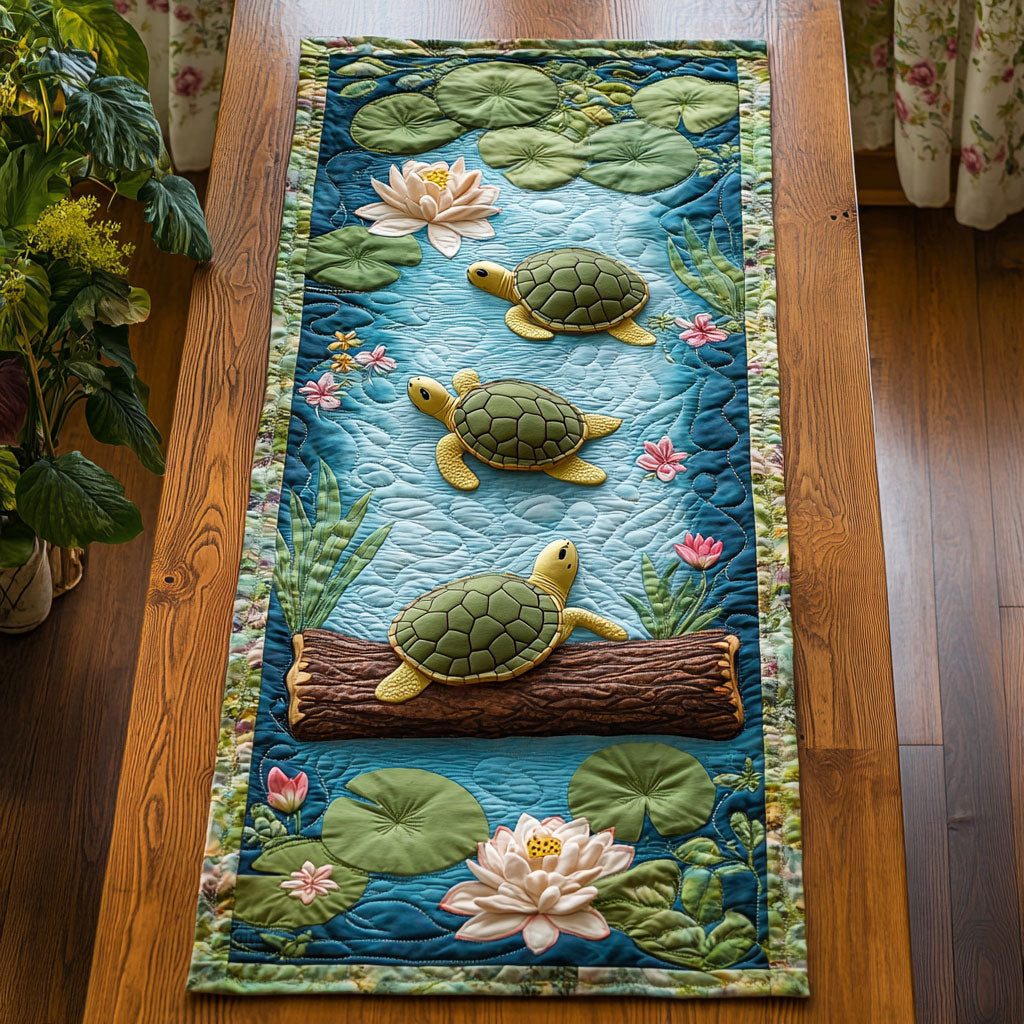 Lotus Turtle WJ2404029CL Quilted Table Runner