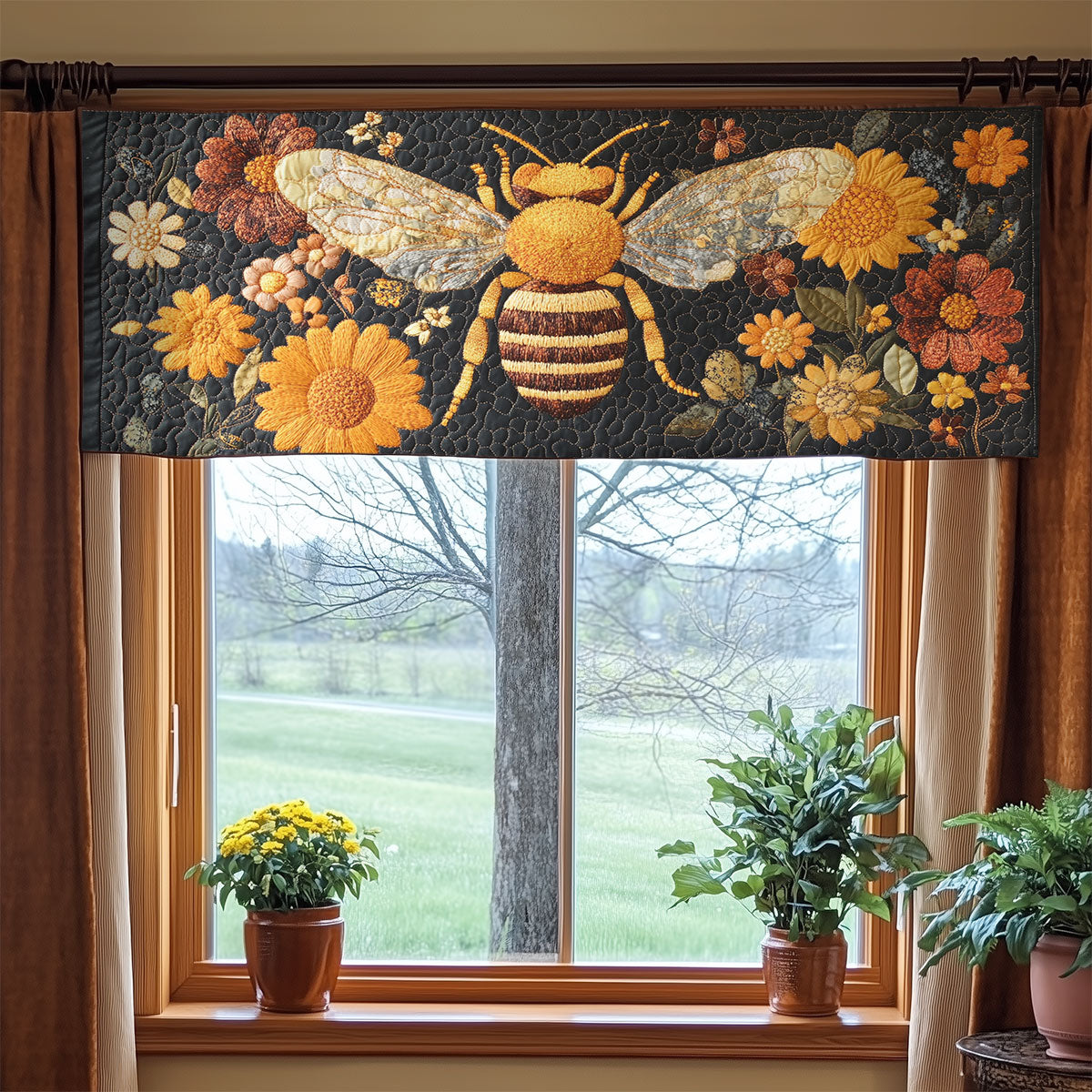 Bee Floral WX2203136CL Quilted Valance
