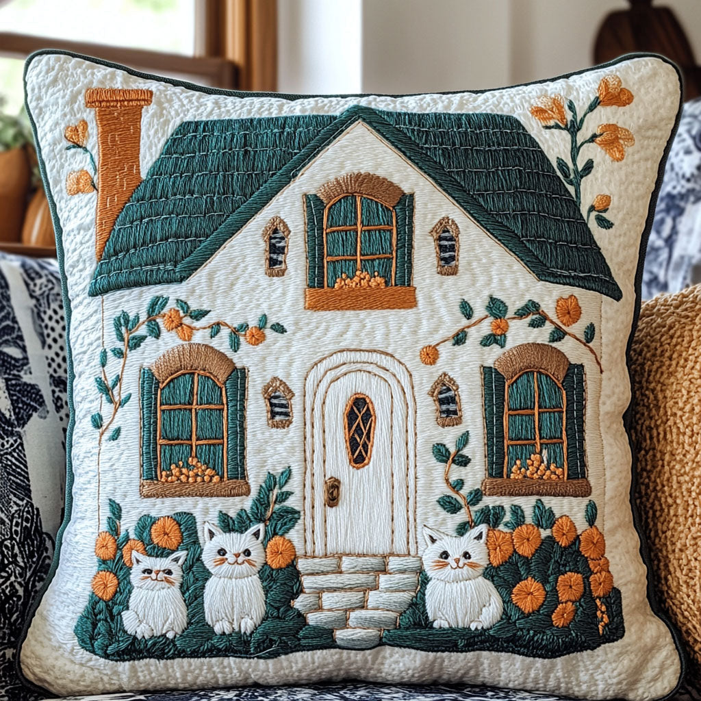 Cozy Cottage Cat WJ1702031CL Quilt Pillow Case