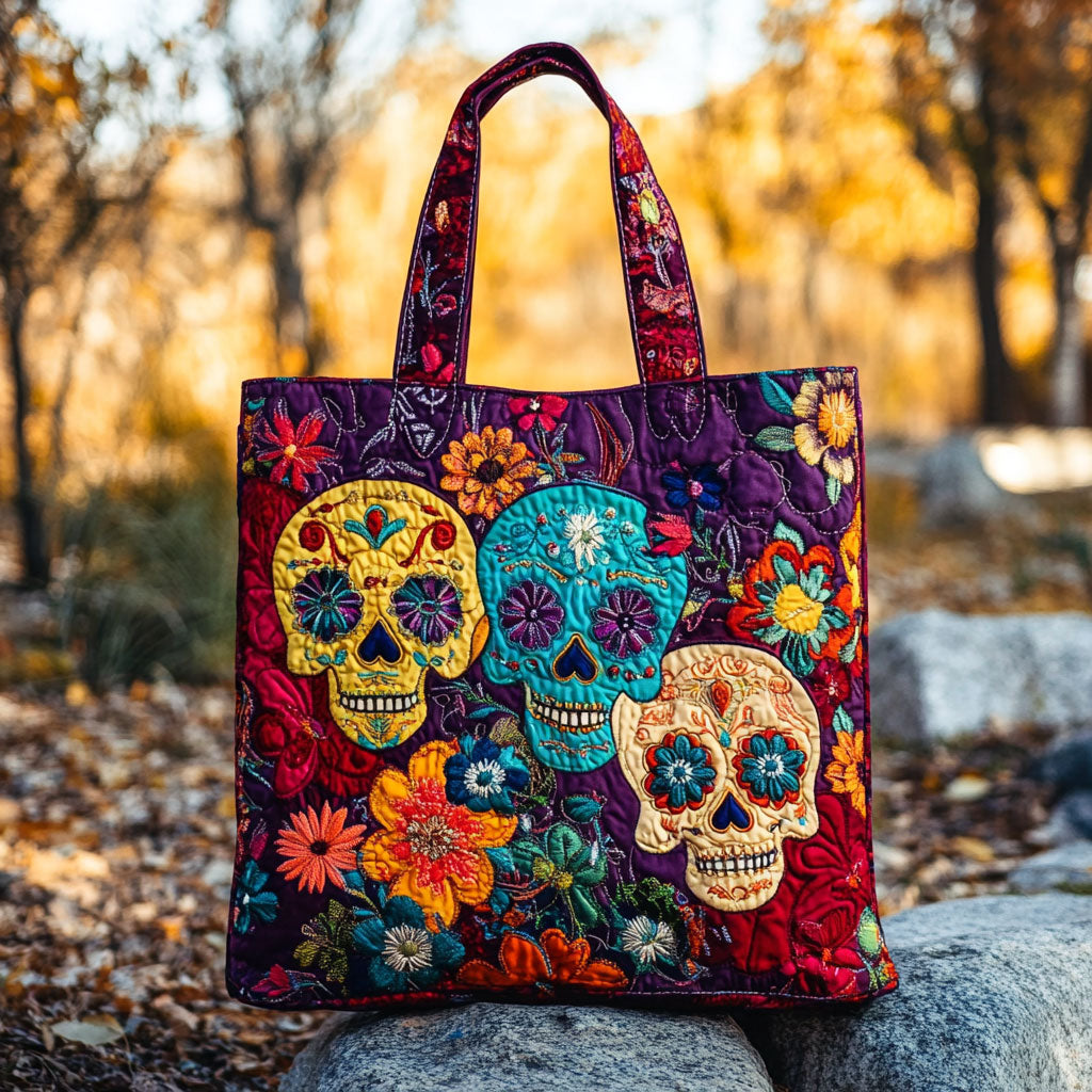 Fiesta Bloom Skull WN2209029CL Quilted Tote Bag