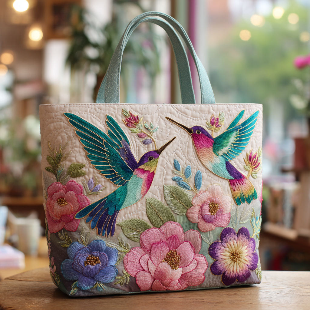 Blooming Hummingbird Garden CW2709002CL Quilted Tote Bag