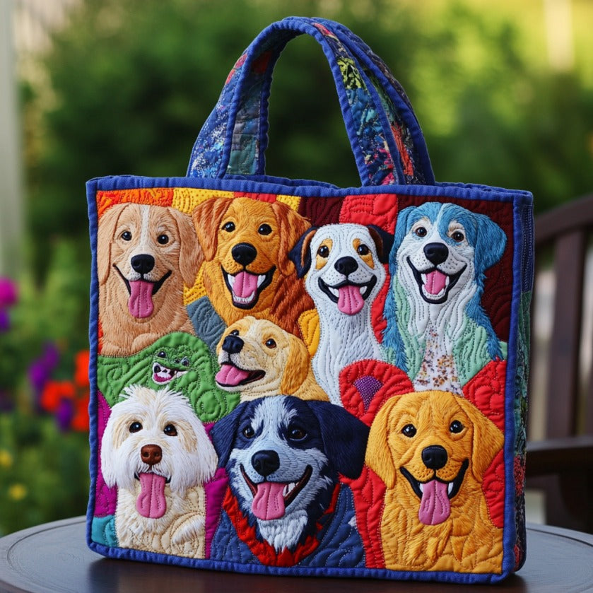 Colorful Pup XR0210009CL Quilted Tote Bag