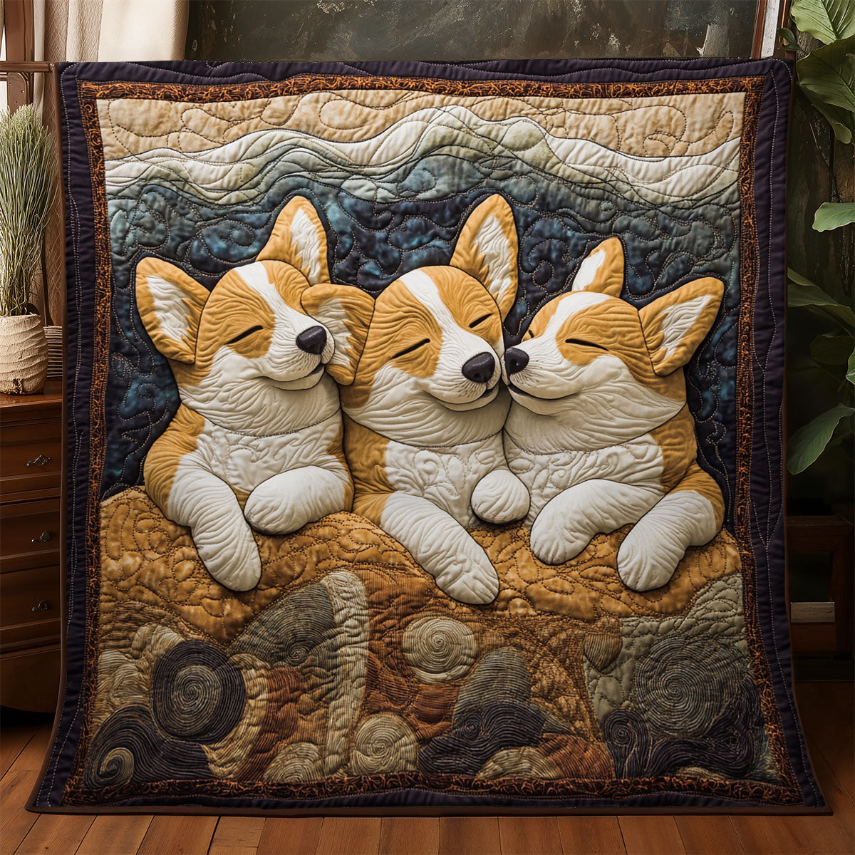 Sleeping Corgi WX3105063CL Quilt