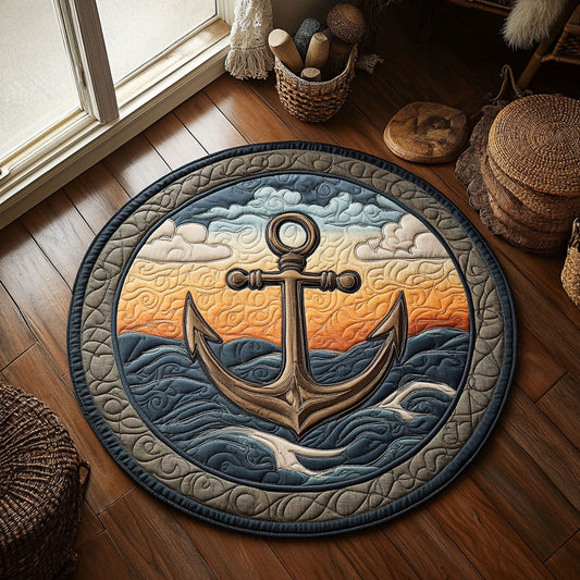 Sunset Beach Anchor WY1106044CL Quilted Round Mat
