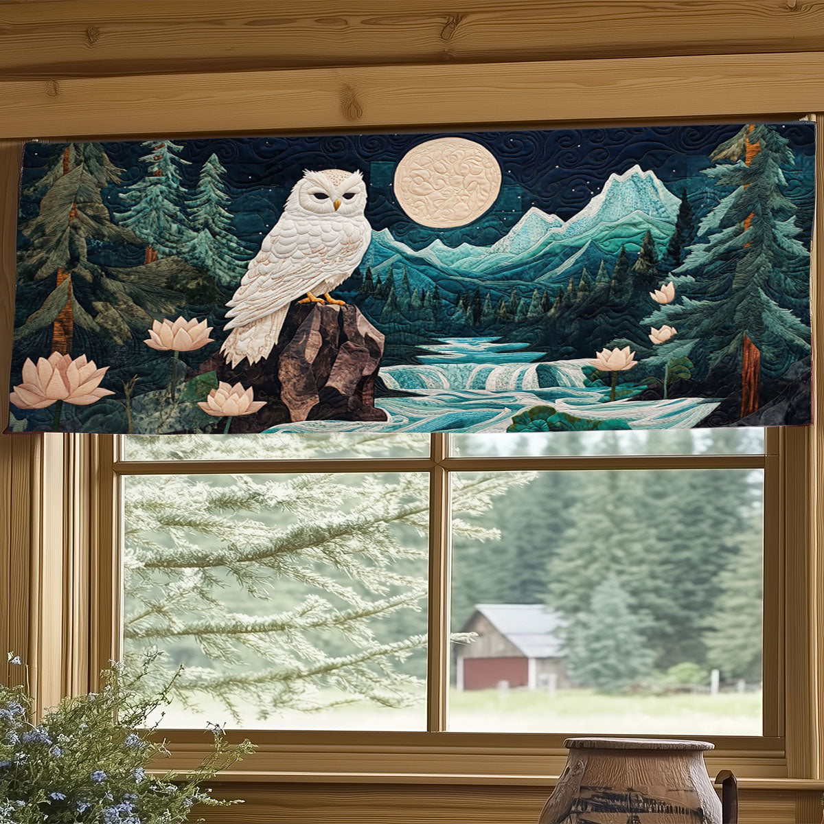 Mystical Moonlit Owl WJ2504035CL Quilted Valance