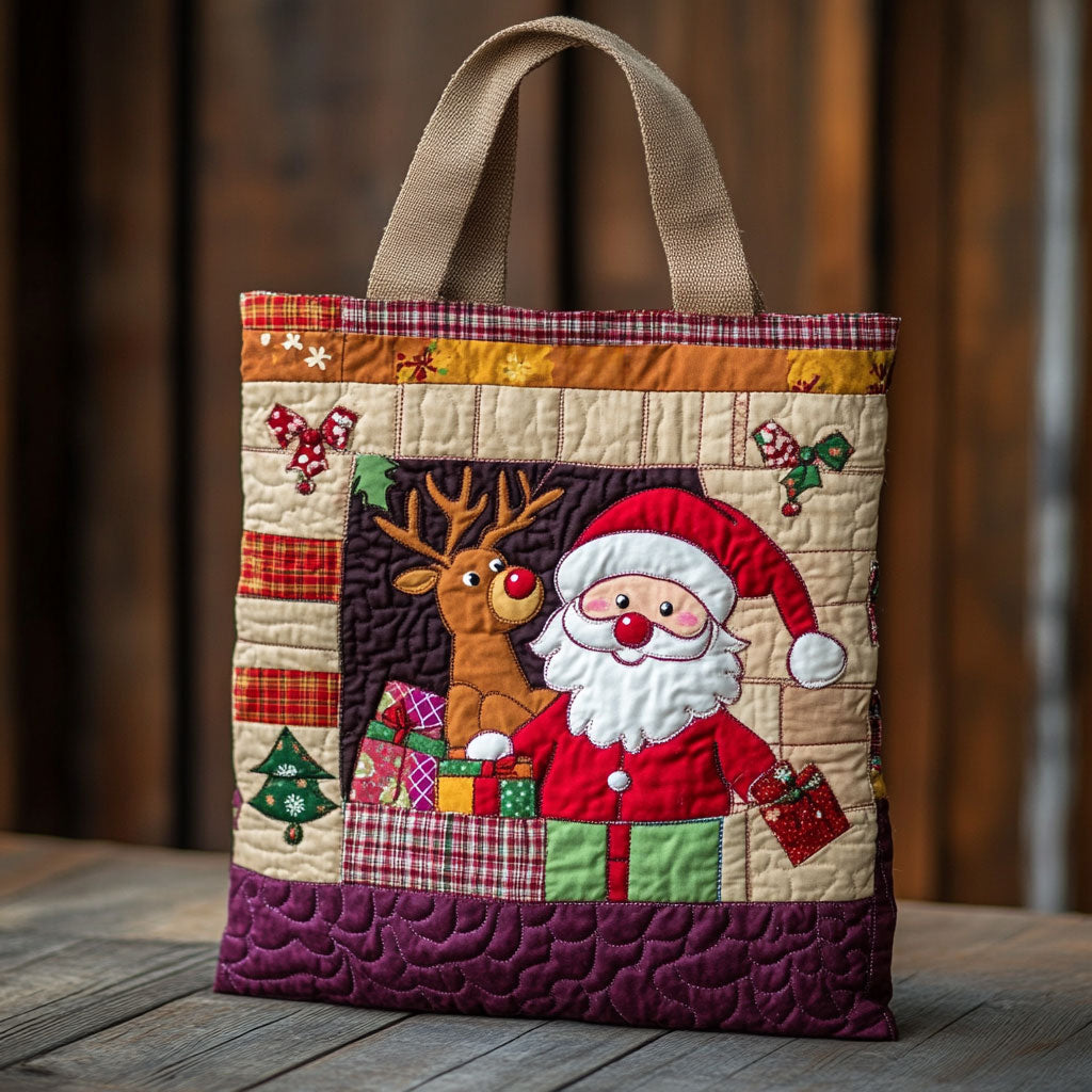 Santa Climb Chimney WN1811057CL Quilted Tote Bag