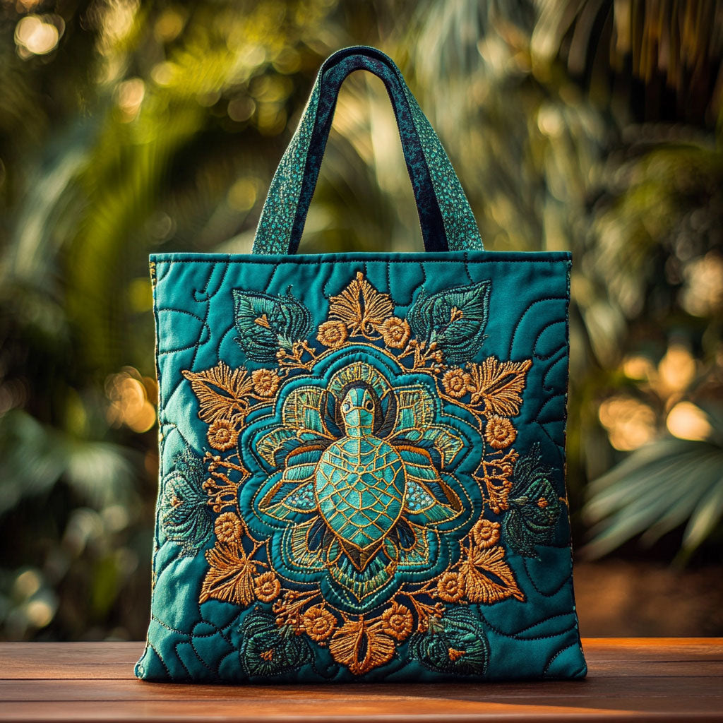 Sacred Shell Turtle Mandala WN3009044CL Quilted Tote Bag