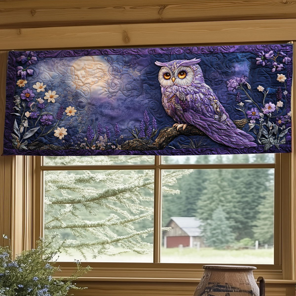 Moonlit Owl WY3004003CL Quilted Valance