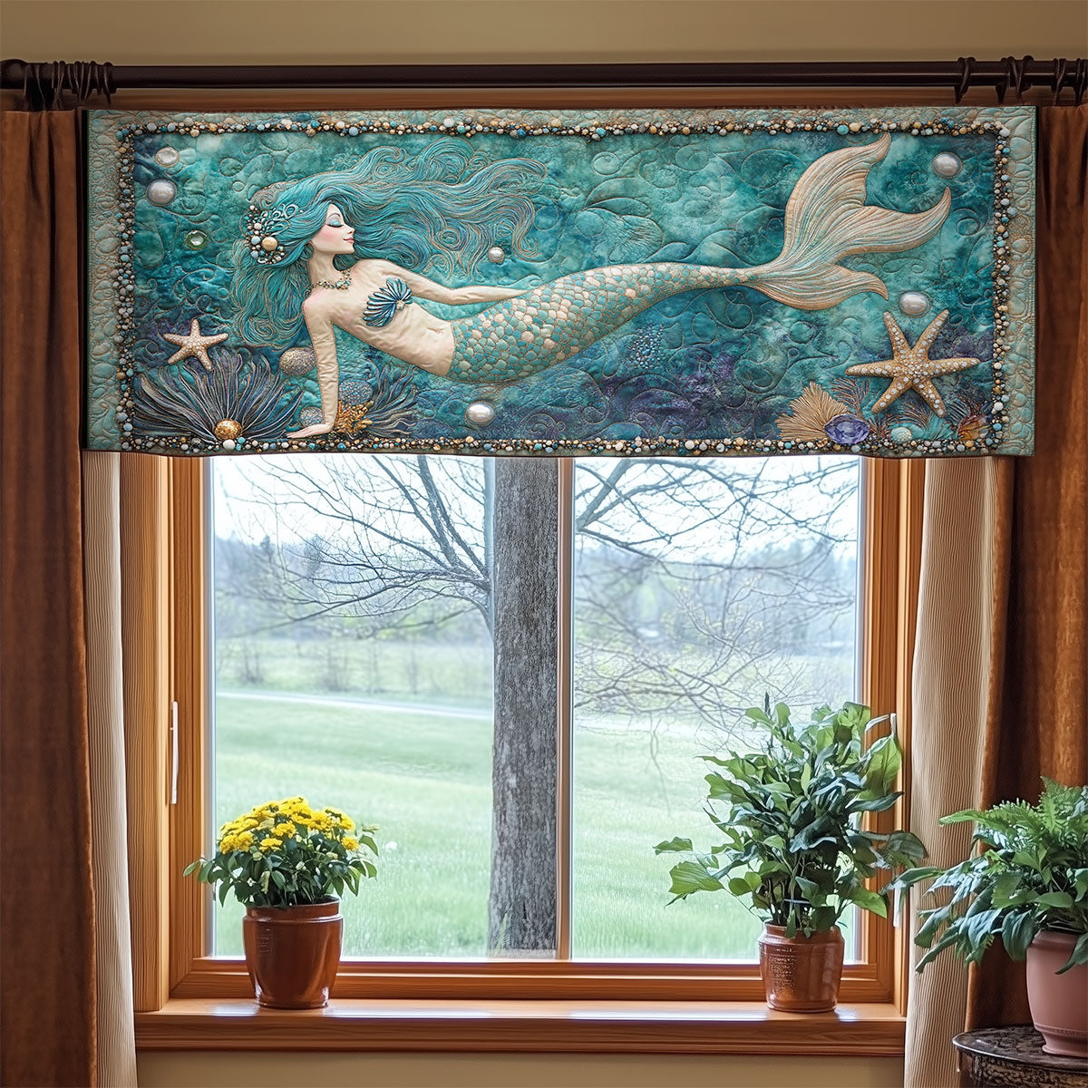 Queen Of Ocean WY0406038CL Quilted Valance