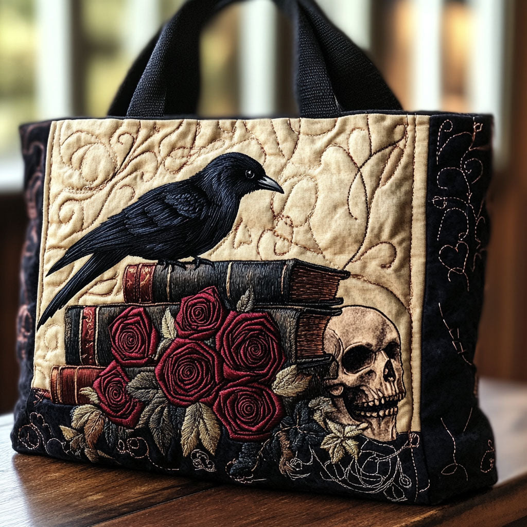 Mystic Raven Rose CW0901005CL Quilted Tote Bag