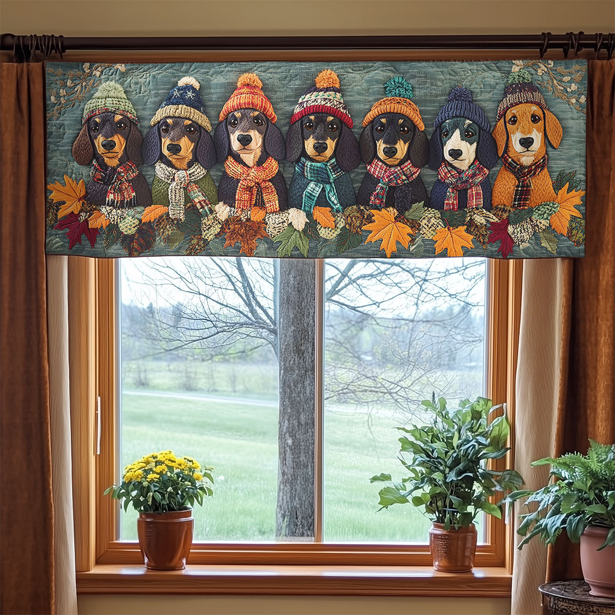 Wooly Dachshund WN2907106CL Quilted Valance