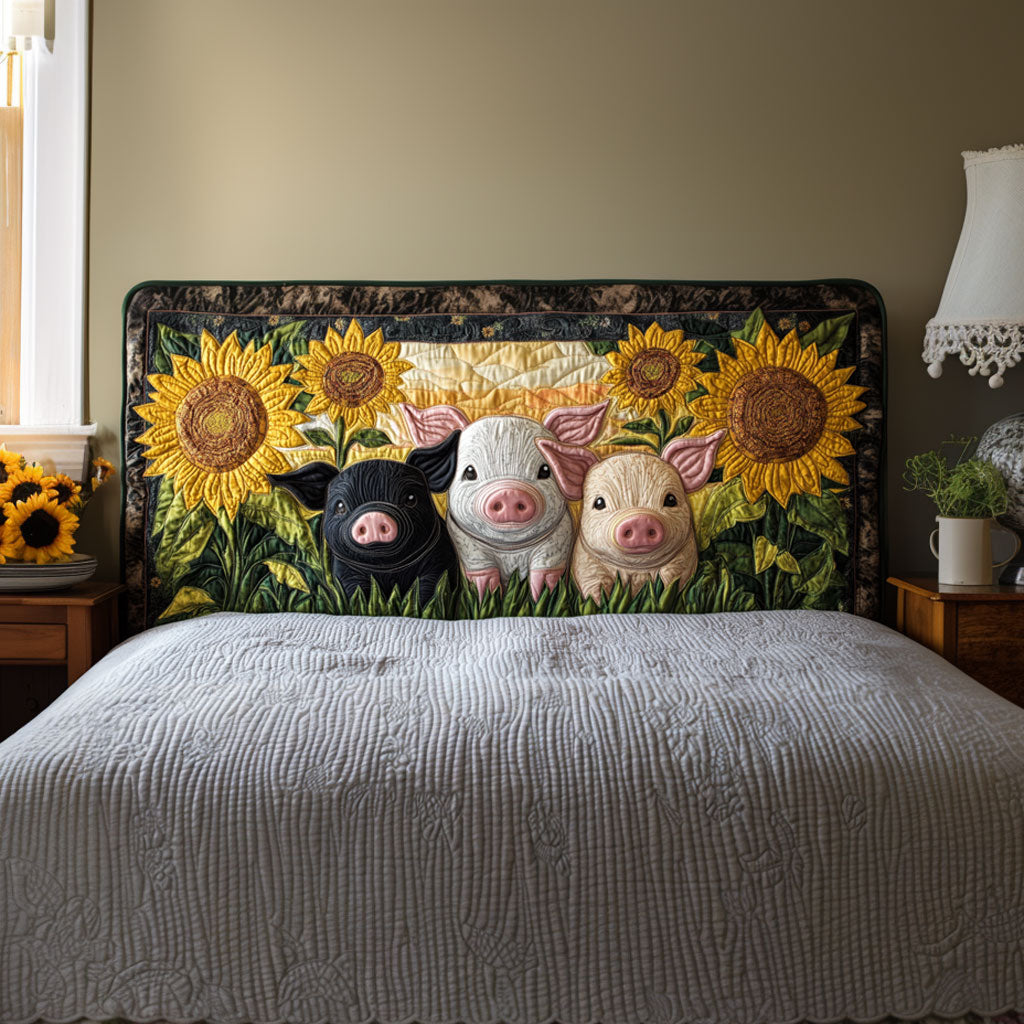 Sunflower Farm Piggies KL1612014CL Quilted Headboard Slipcover