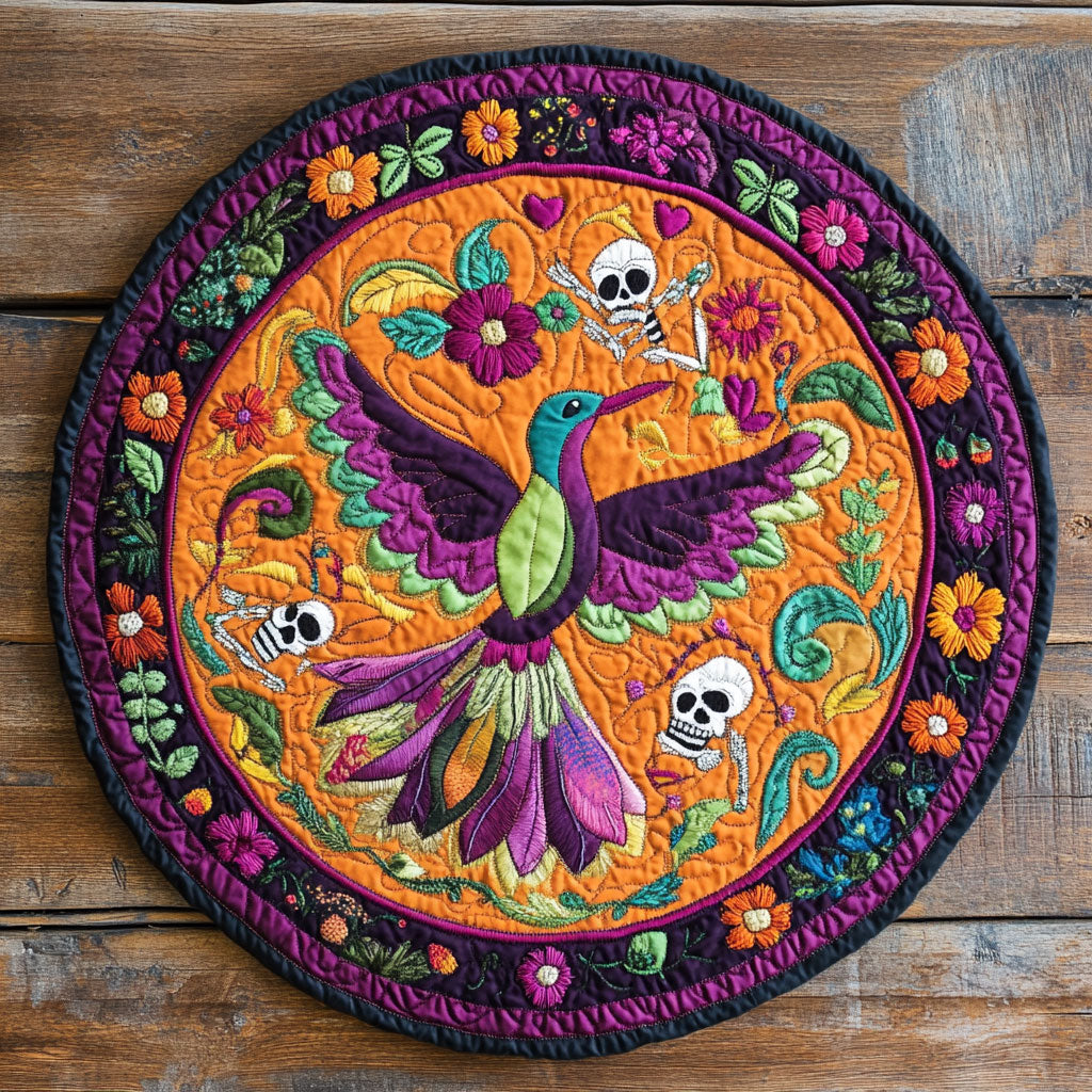 Skeleton Wings Festival WN1607035CL Quilted Round Mat