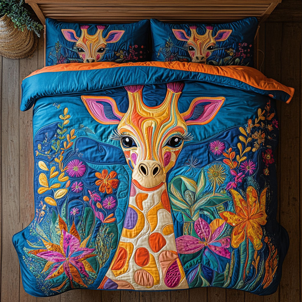 Floral Pop Art Giraffe WY2006029CL Duvet Cover Set