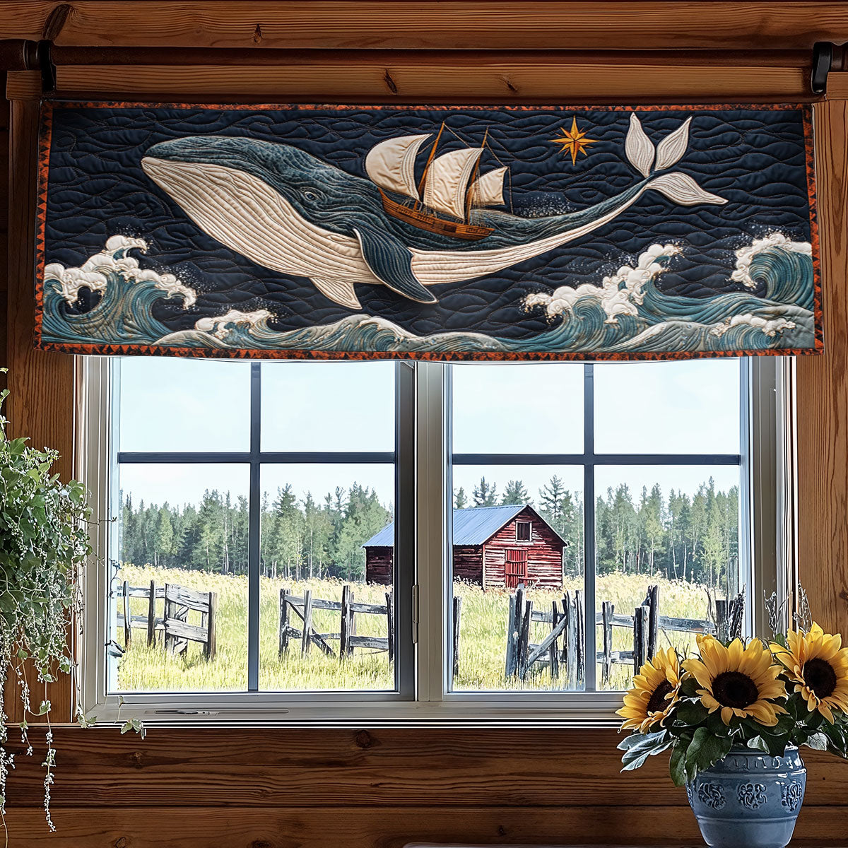 Whale Of The Deep Sky WN1607056CL Quilted Valance