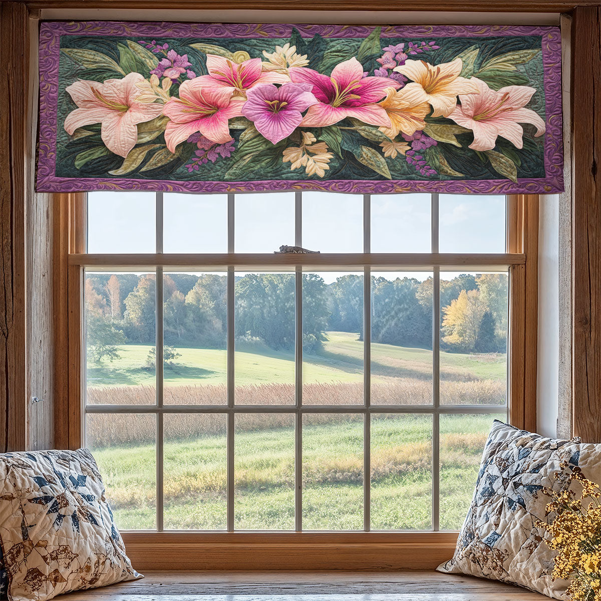 Charming Lilies WX1405007CL Quilted Valance