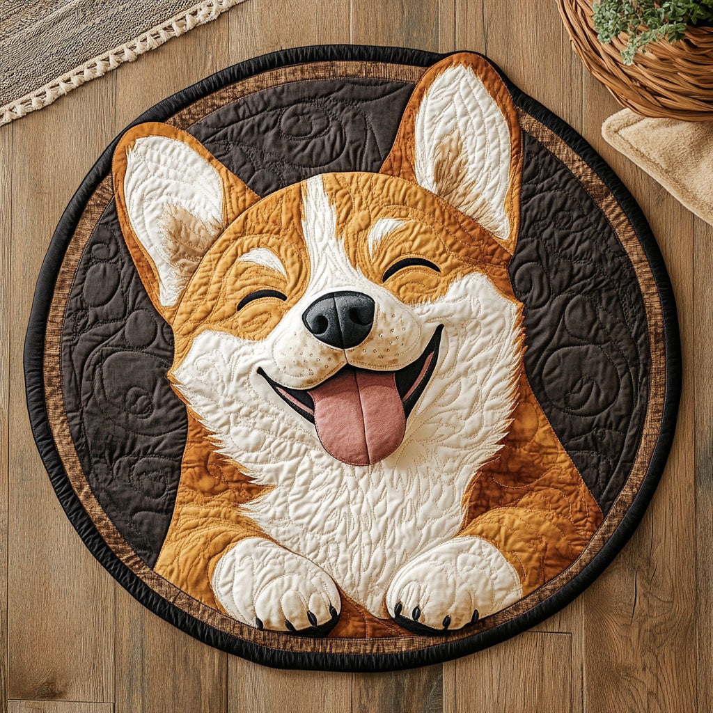 Corgi Smile CP0407057CL Quilted Round Mat