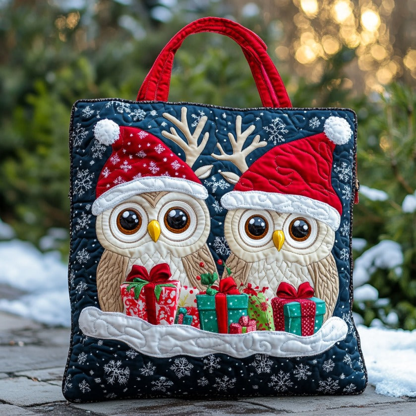 Christmas Big Eyes Owls XR2709005CL Quilted Tote Bag