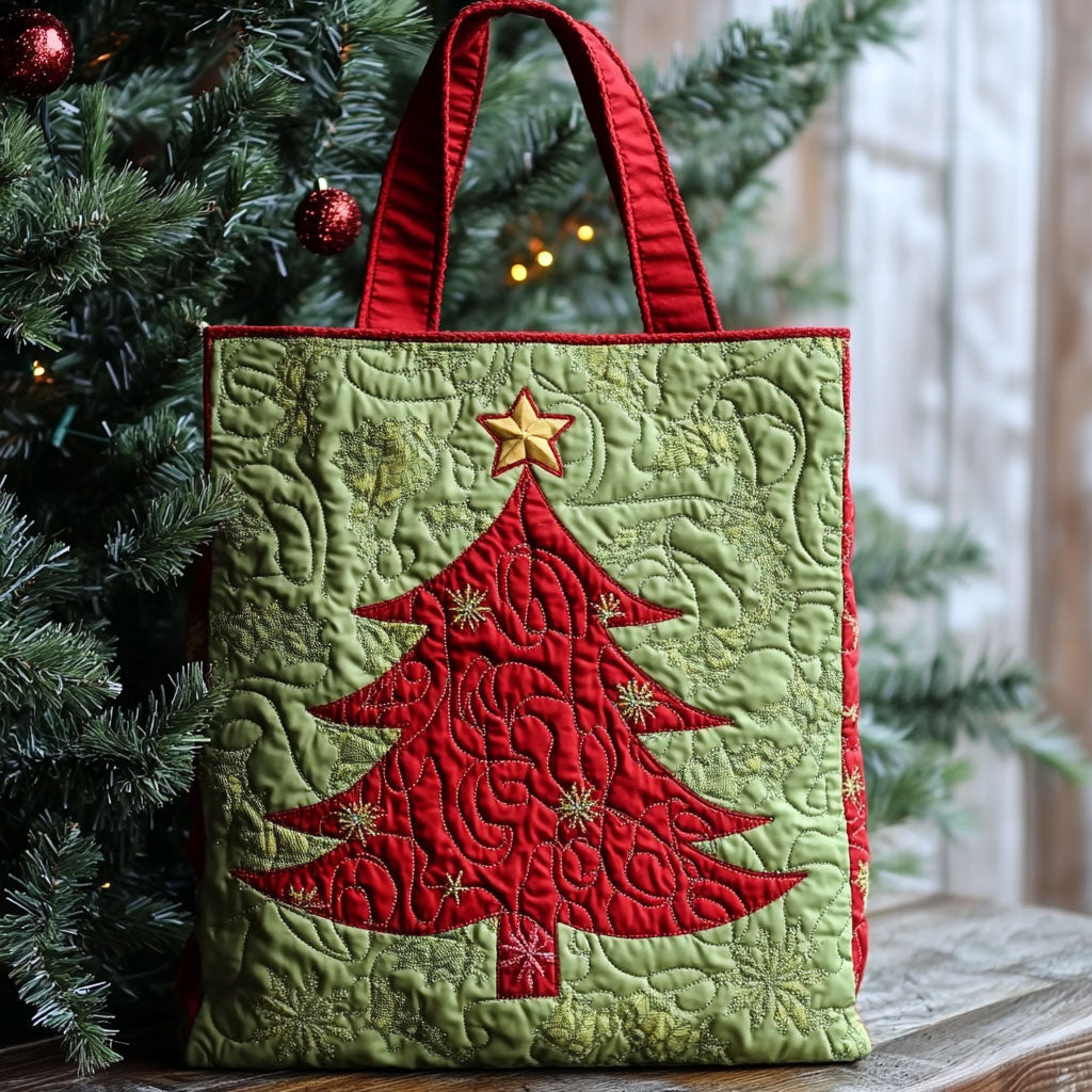 Red Christmas Tree WN2209065CL Quilted Tote Bag