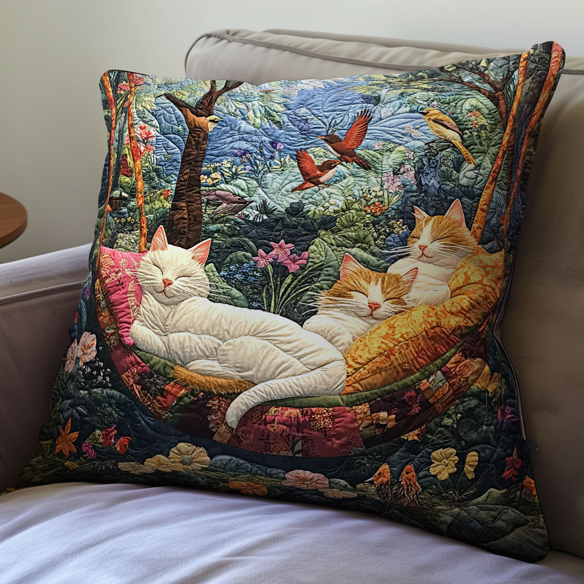 Cat In Garden WX0302124CL Quilt Pillow Case