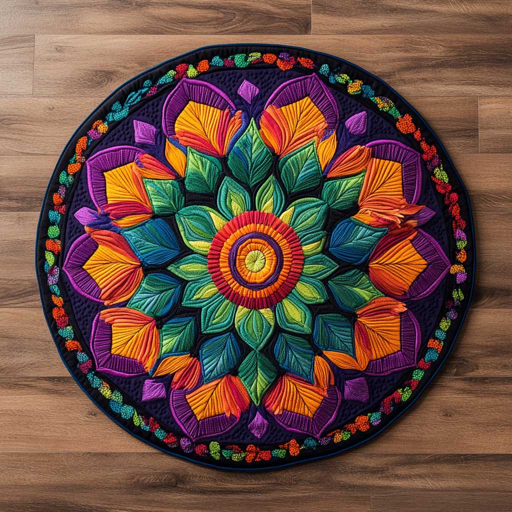 Mandala Pulse WN2504029CL Quilted Round Mat