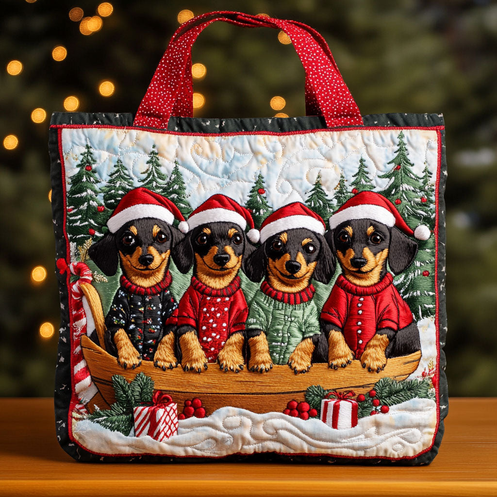 Christmas Dachshund CW1211004CL Quilted Tote Bag