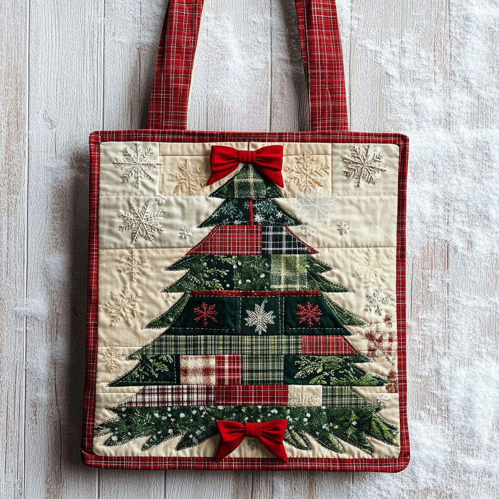 Cozy Star Christmas Tree WN1211037CL Quilted Tote Bag