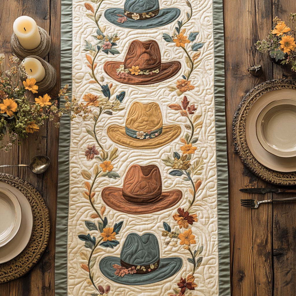 Cowboy Hat CW2605455CL Quilted Table Runner