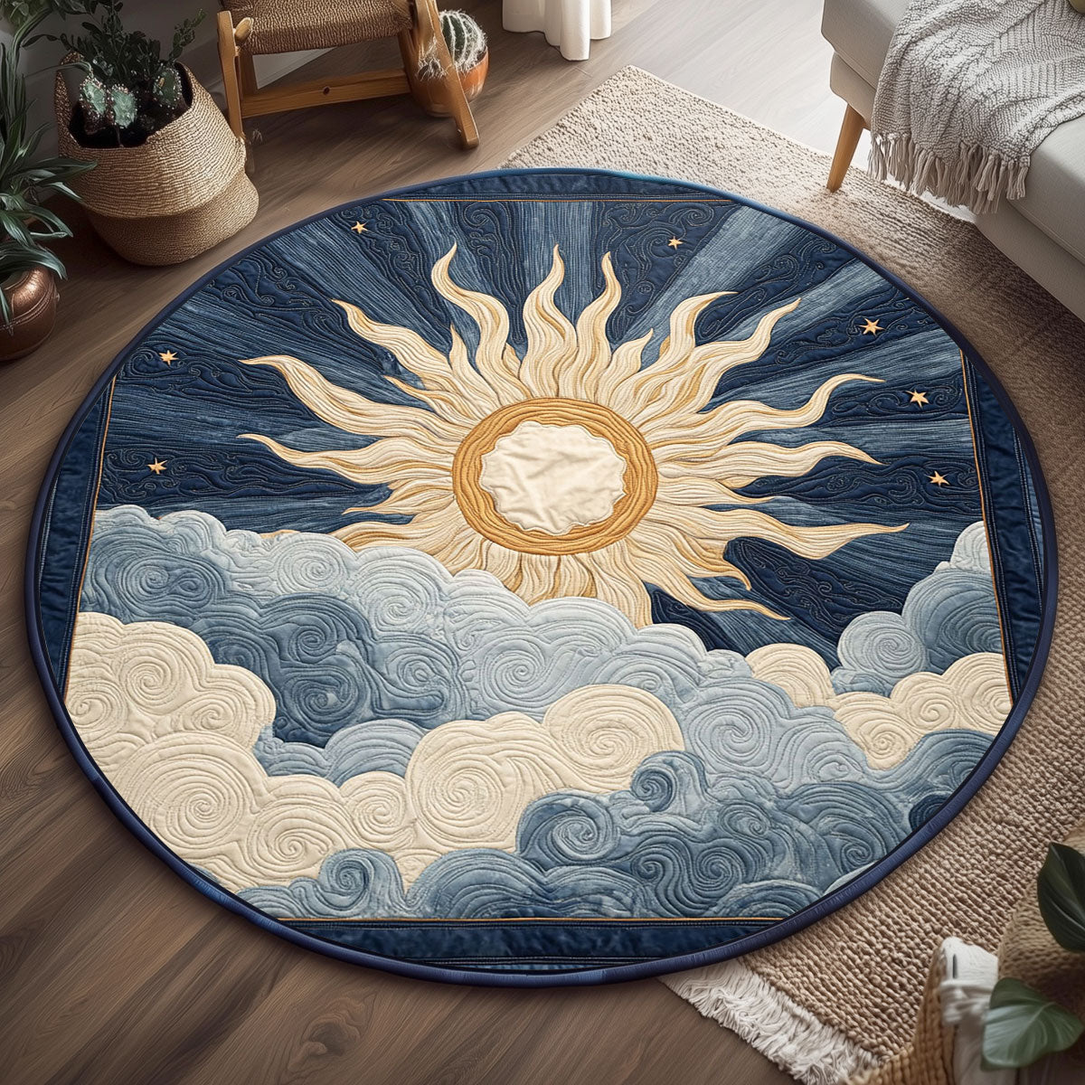 Celestial Glowing Sun WP2003072CL Quilted Round Mat