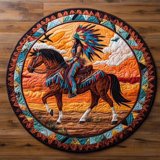 Native American Girl WX2105023CL Quilted Round Mat