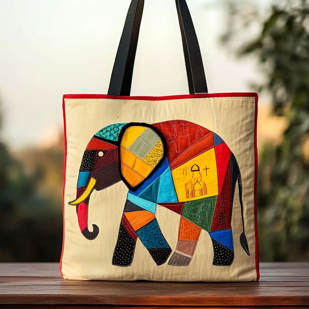 Mosaic Elephant Heart WN0910047CL Quilted Tote Bag