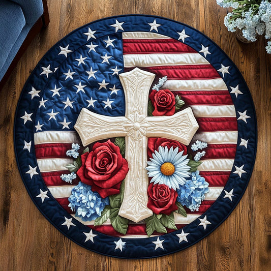 Cross Flower WX1206012CL Quilted Round Mat