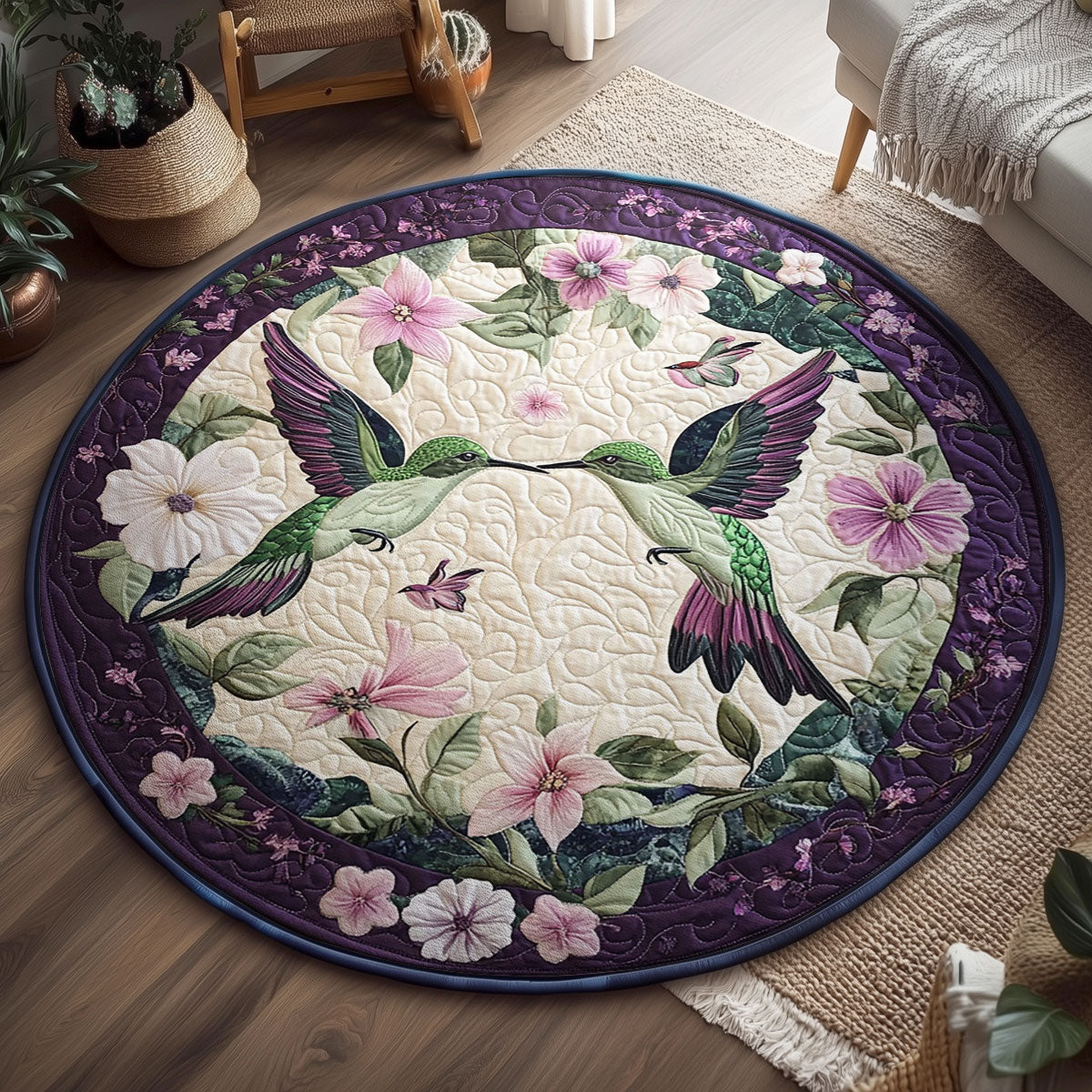 Purple Couple Wings WY2203087CL Quilted Round Mat