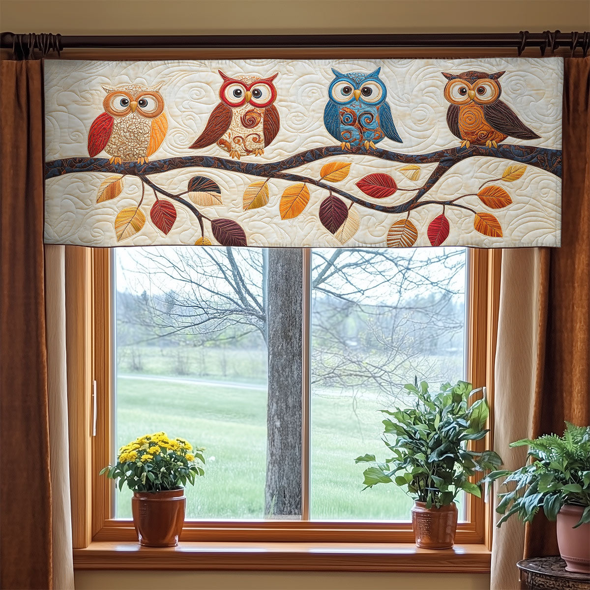 Cozy Owl WX2203145CL Quilted Valance