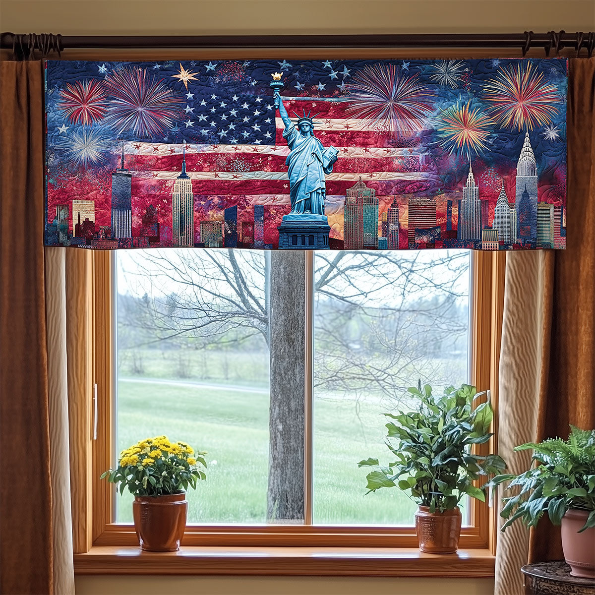 Stars Of Liberty WJ0906032CL Quilted Valance