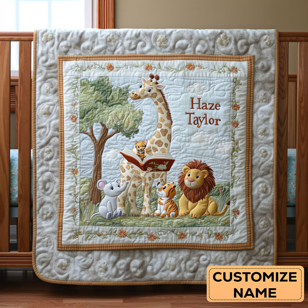 Storytime Safari WN2507072CL Personalized Baby Quilt