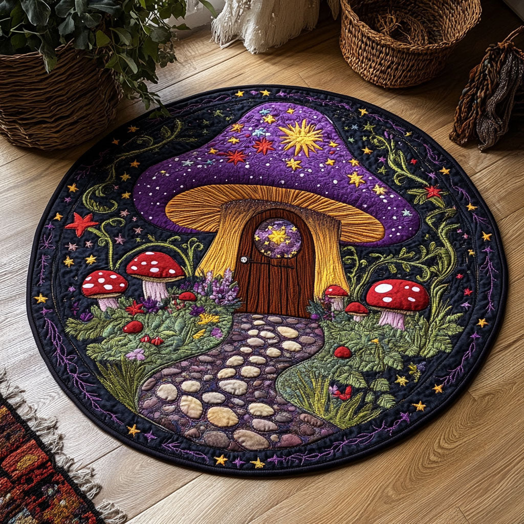 Magical Mushroom House WY1107020CL Quilted Round Mat