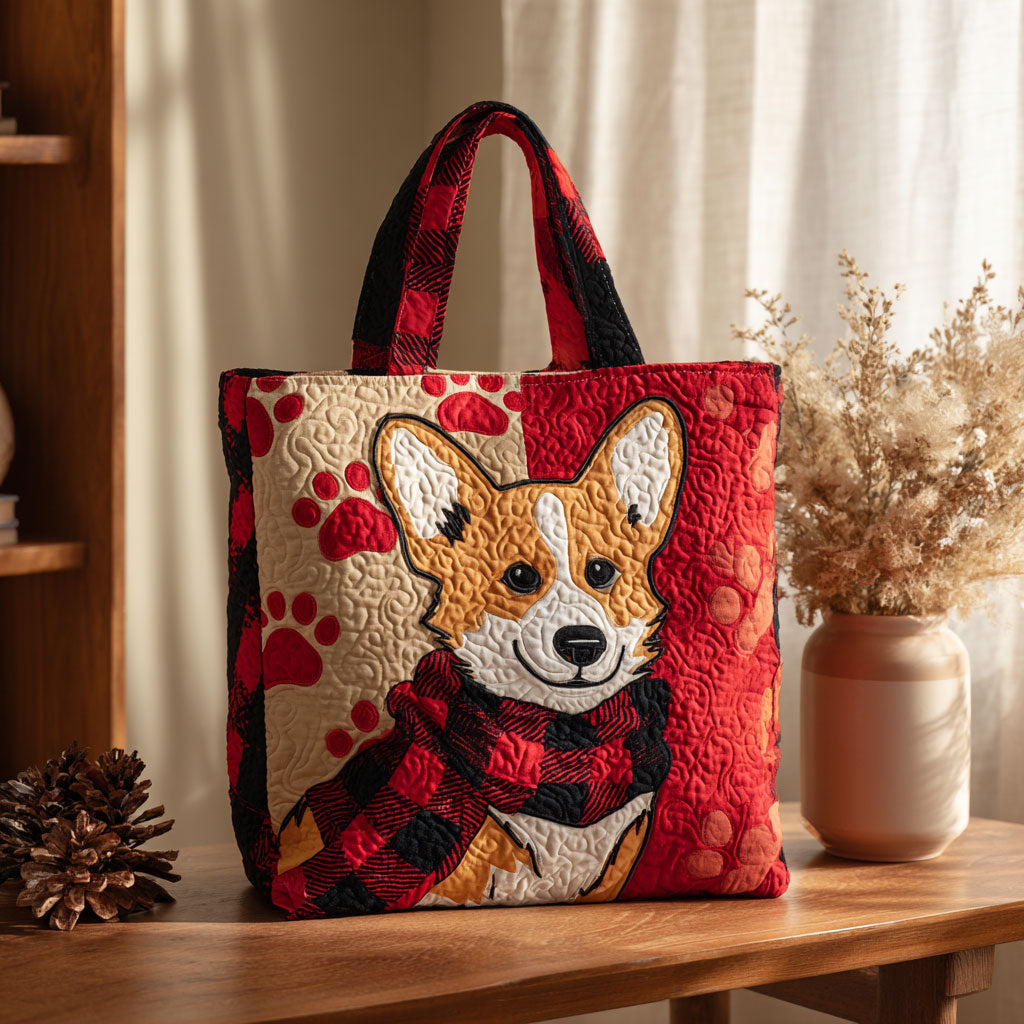 Corgi Festive Cheer CW0310006CL Quilted Tote Bag
