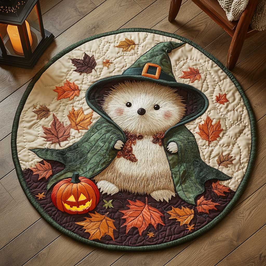 Hedgehog Witch WN1903023CL Quilted Round Mat